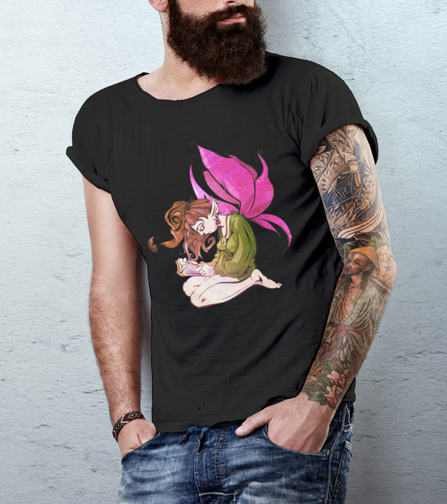 Faerie Reading With Pink Wings By Mike Duggan T-Shirt