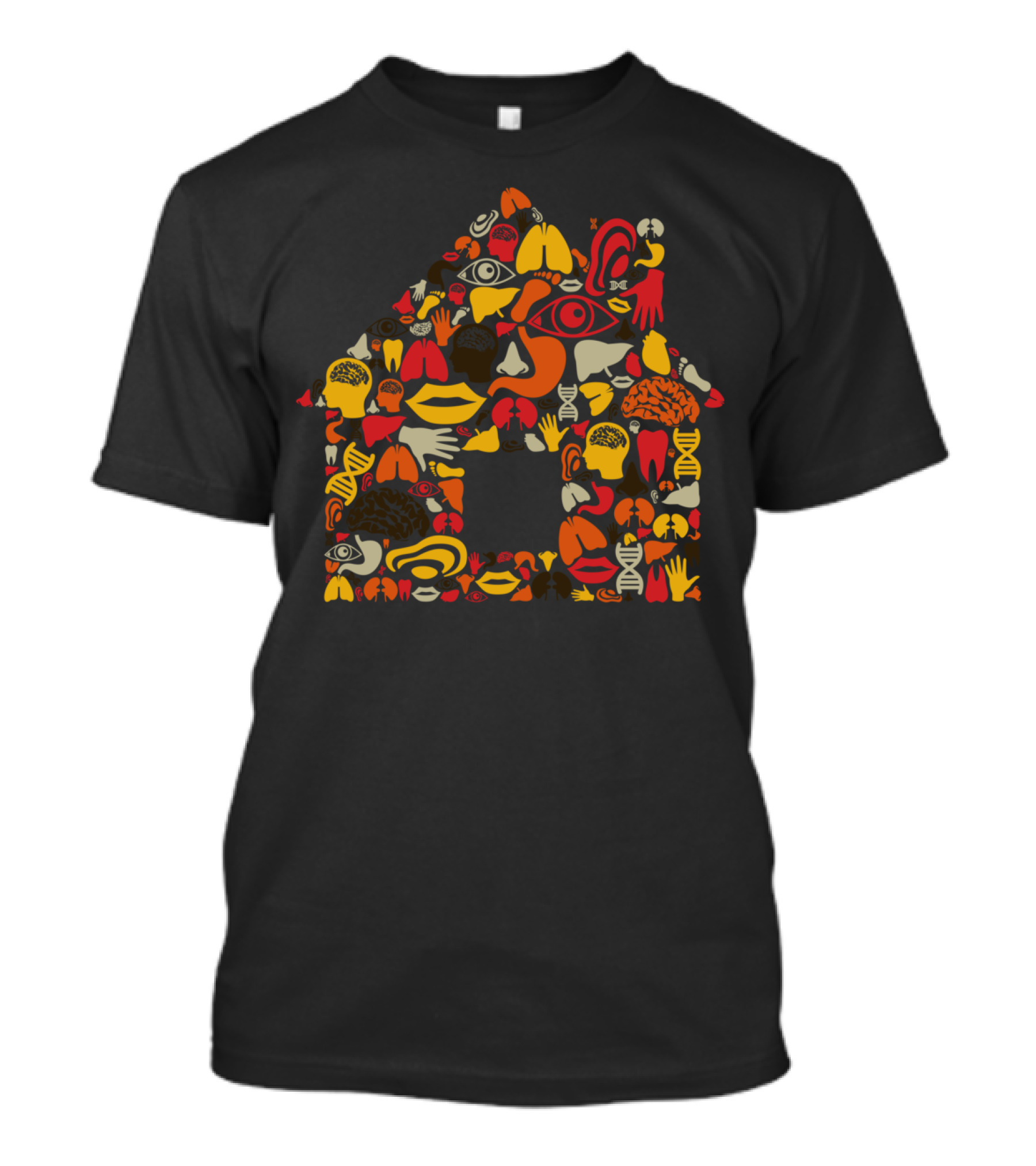 Body The House Anatomy Themed Iconic Symbols And Human Organs Outline T-Shirt