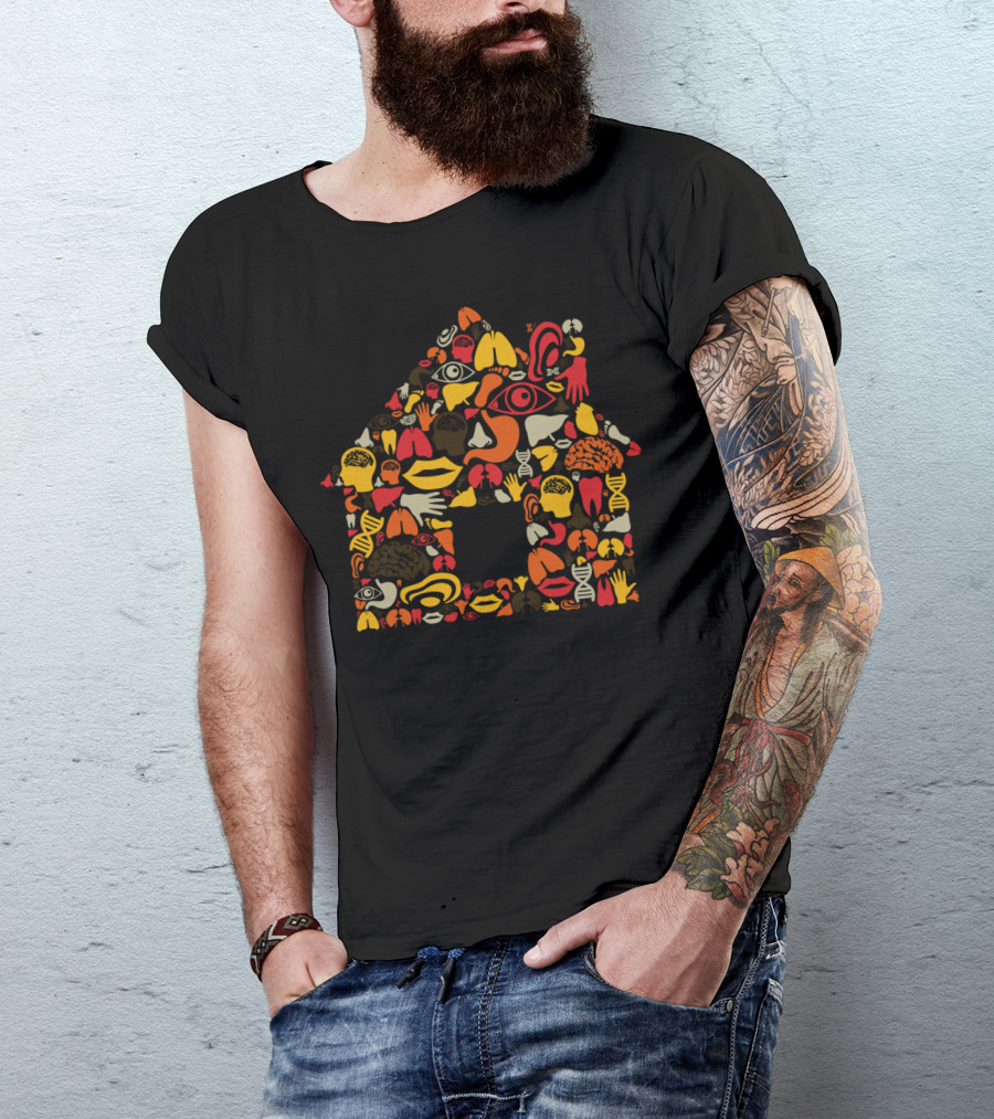 Body The House Anatomy Themed Iconic Symbols And Human Organs Outline T-Shirt