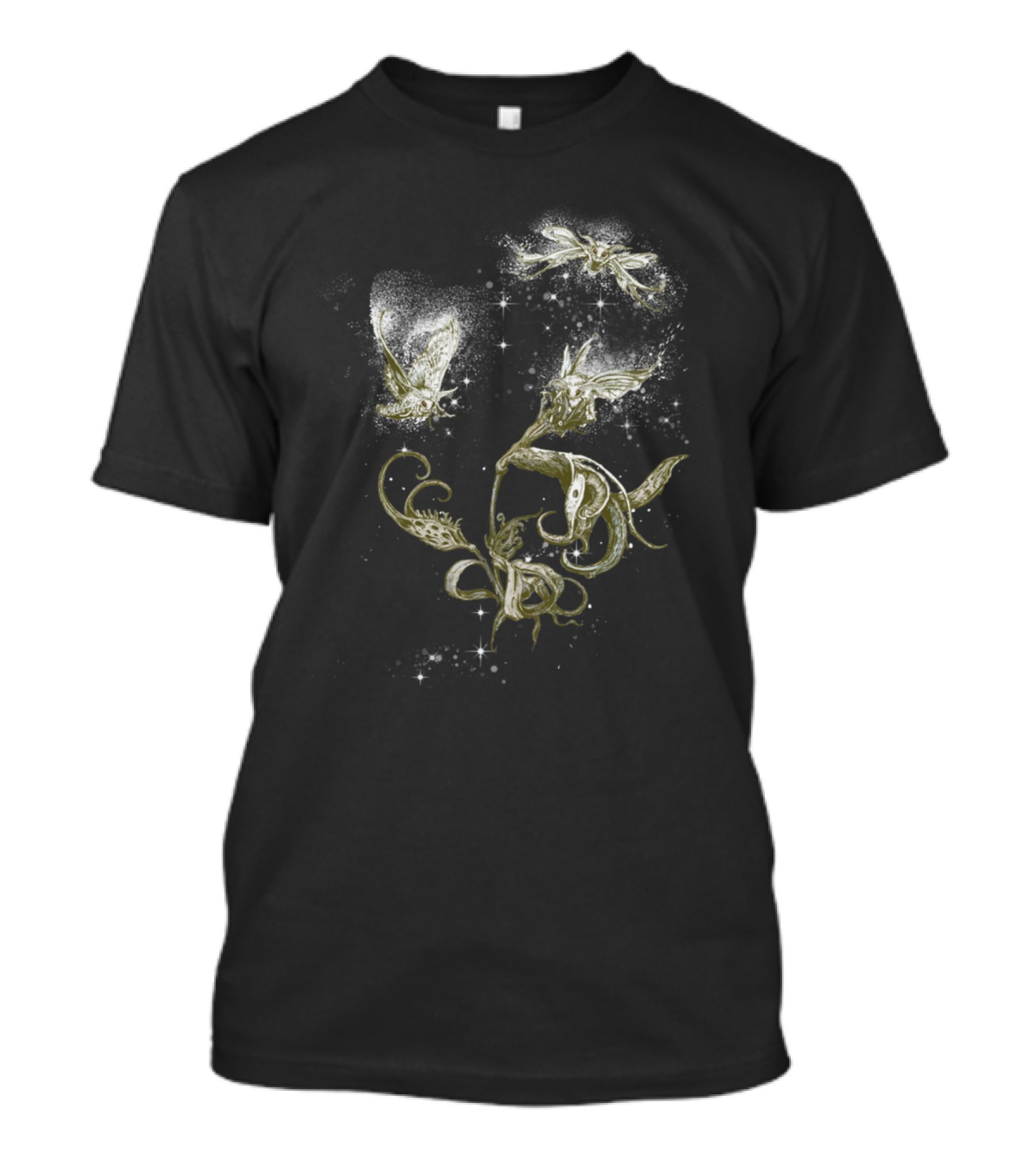 Faerydust Enchanted Moths And Flora With Sparkling Stars T-Shirt