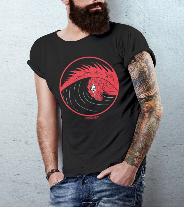 Bodysurfing After Death Skull Wave Jmack T-Shirt