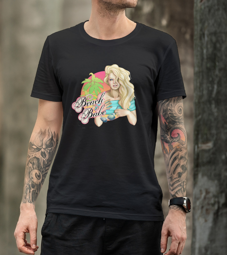 Beach Babe Tropical Blonde With Sunglasses And Palm Trees T-Shirt