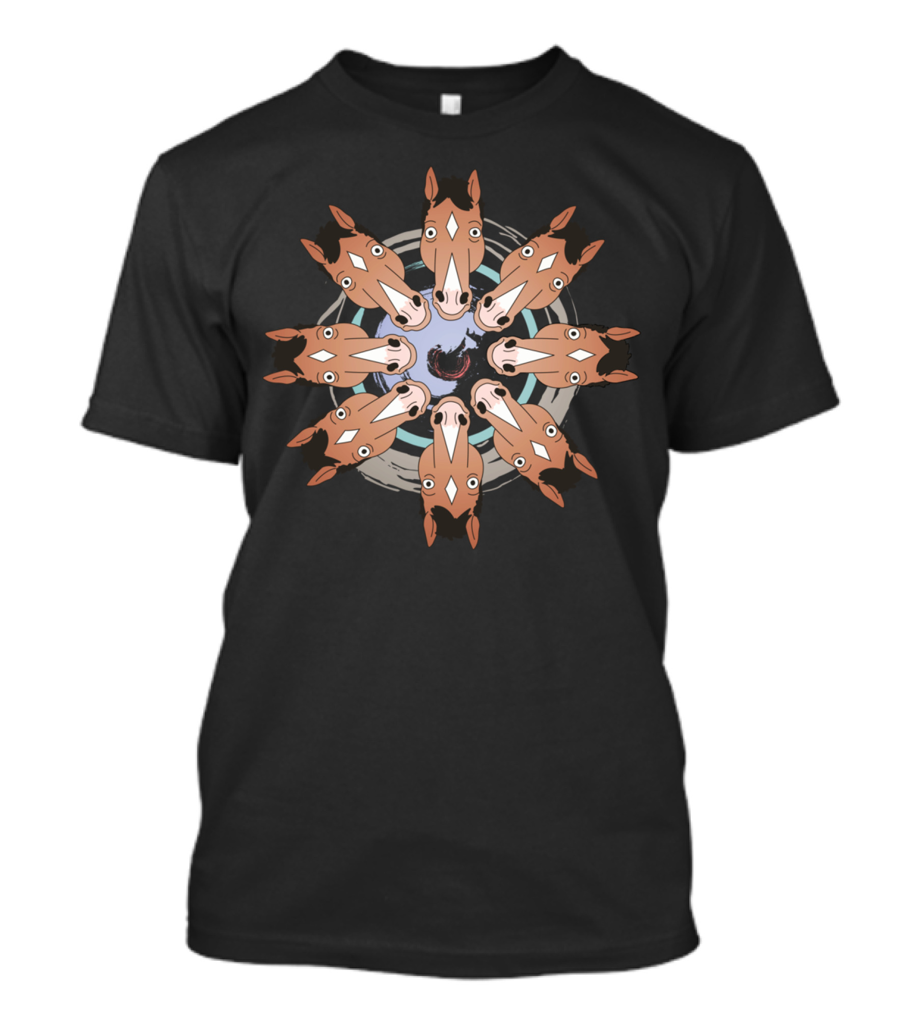 BoJack Horseman Mandala Pattern With Repeated Horse Faces T-Shirt
