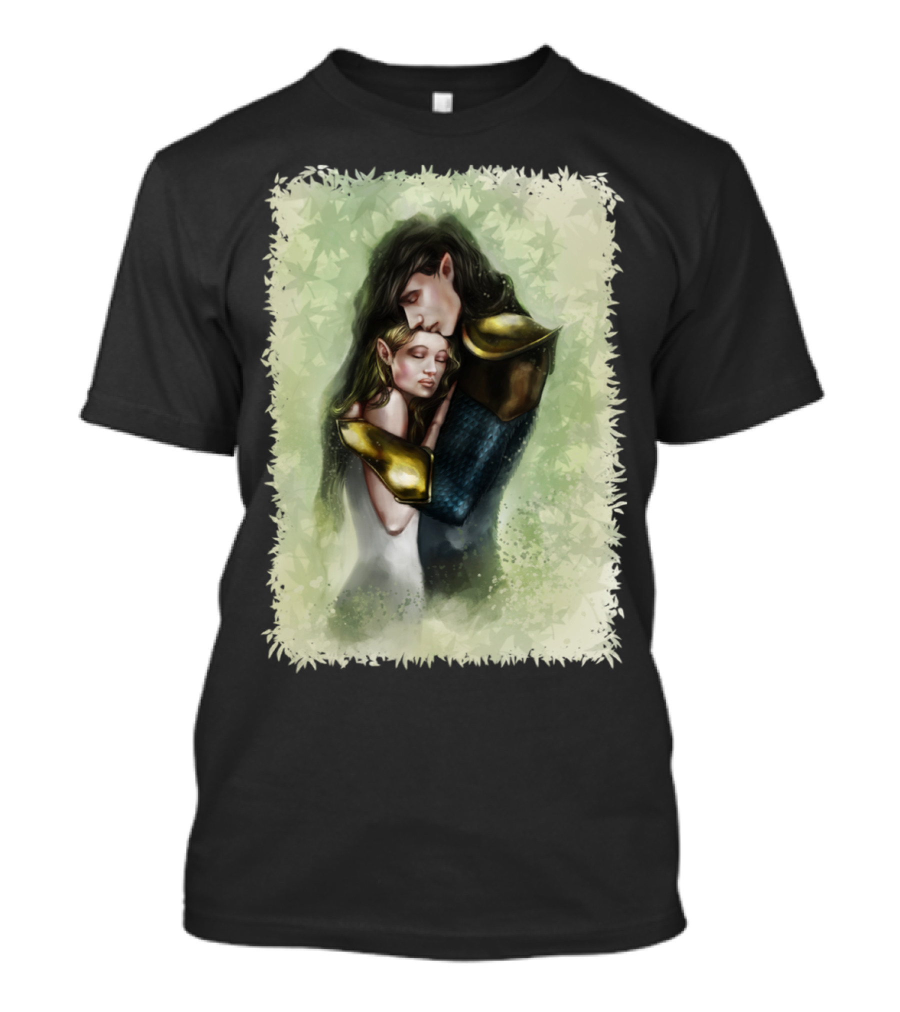 Couple Of Silvan Elves Embrace Medieval Fantasy Armor T-Shirt