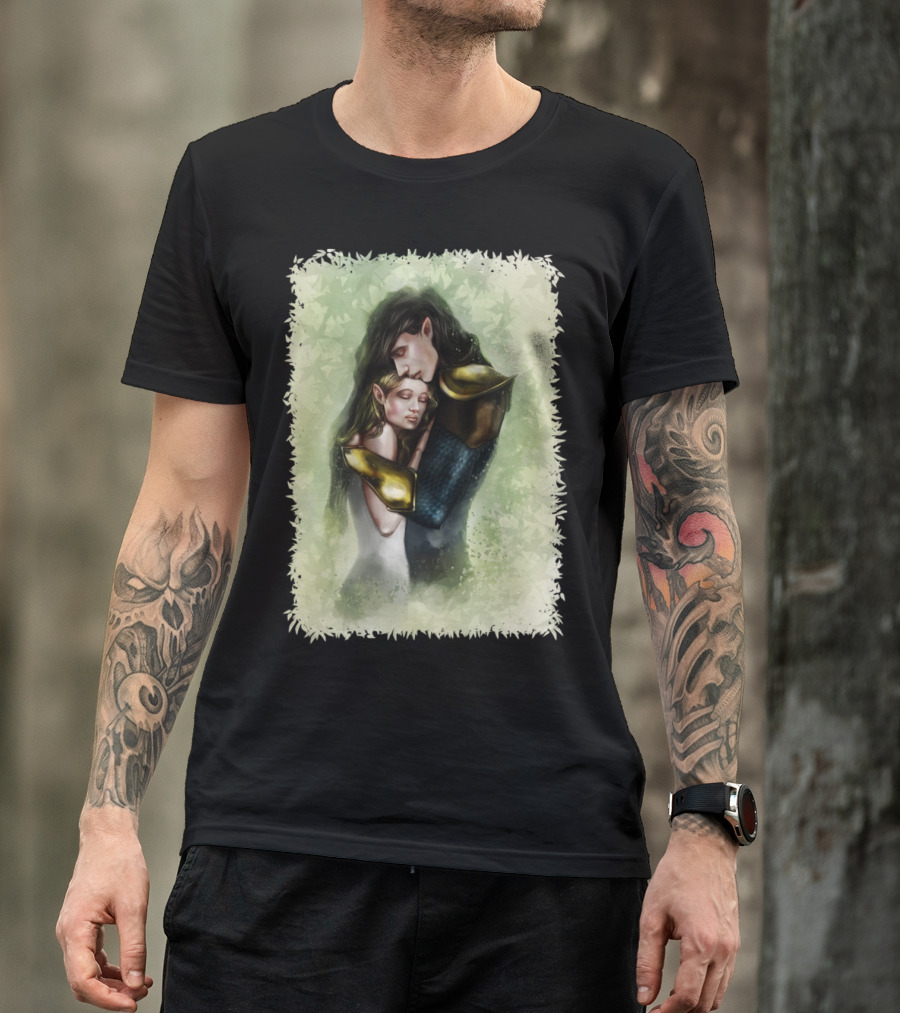 Couple Of Silvan Elves Embrace Medieval Fantasy Armor T-Shirt