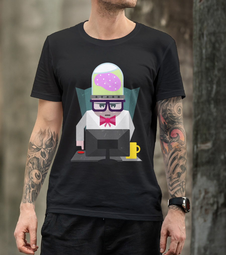 Web Developer Brain Icon With Glasses And Computer T-Shirt