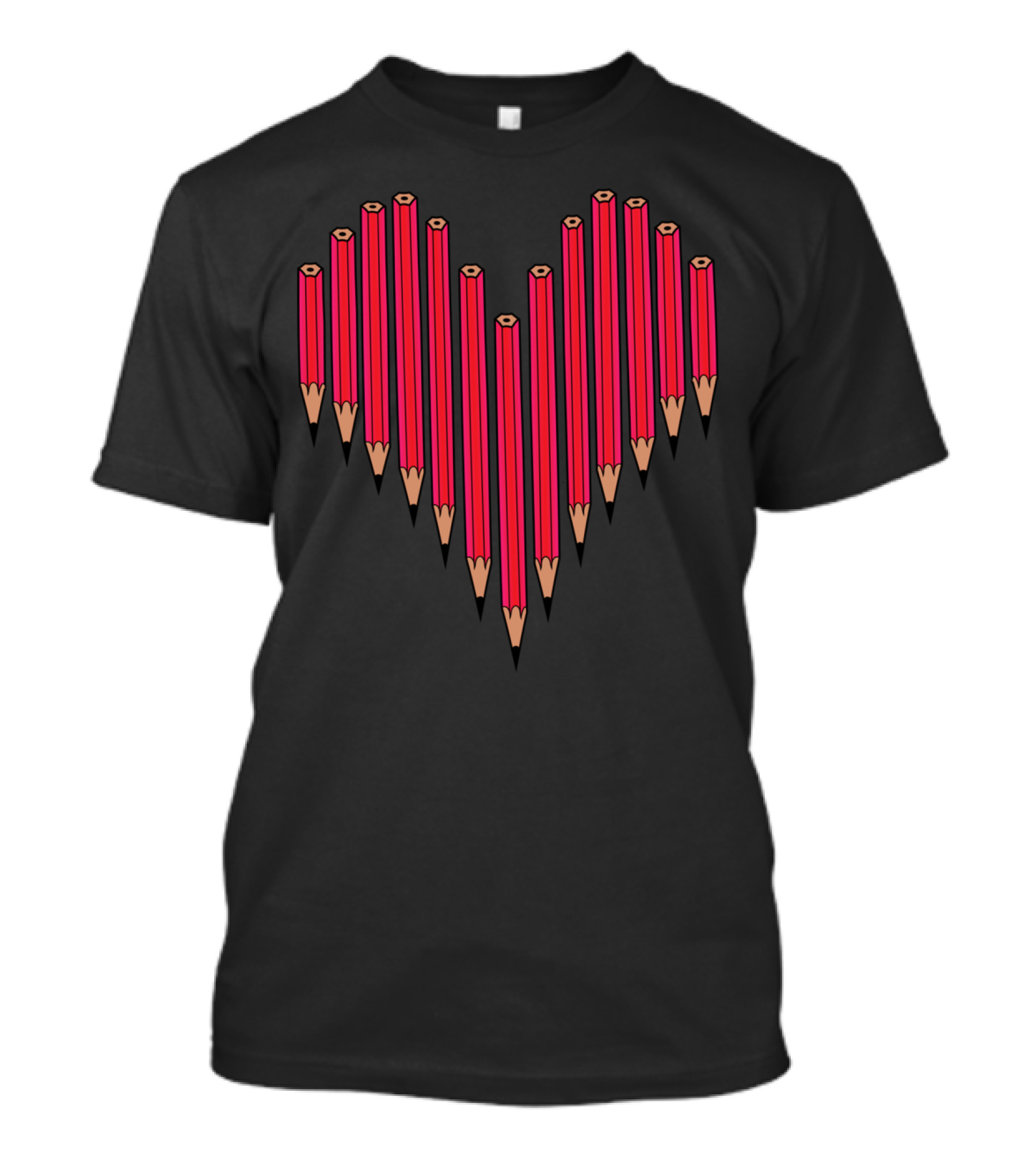 I Heart Pencils Red Pencil Heart Shape T-Shirt