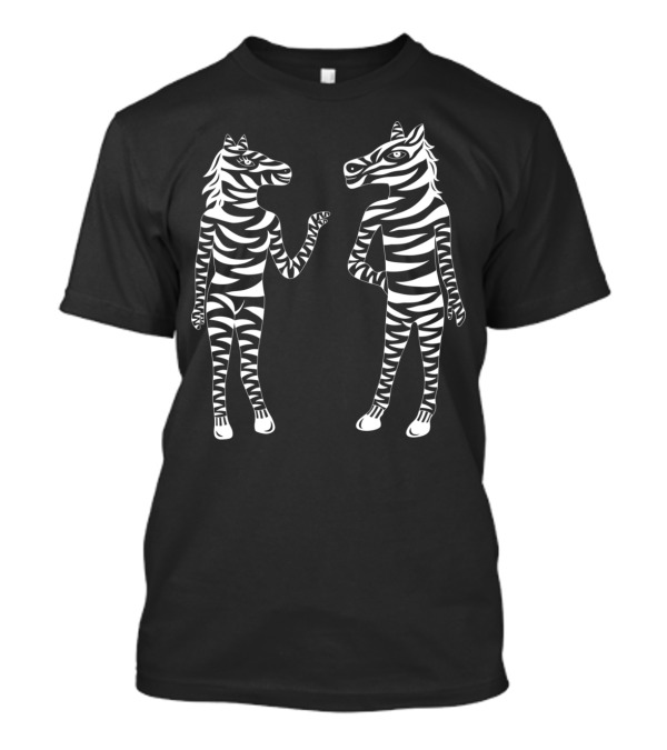Couple Zebra Characters With Striped T-Shirt