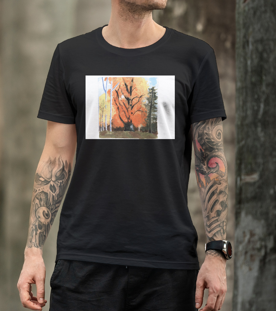 Fall By Liv Autumn Landscape Trees Orange Foliage T-Shirt