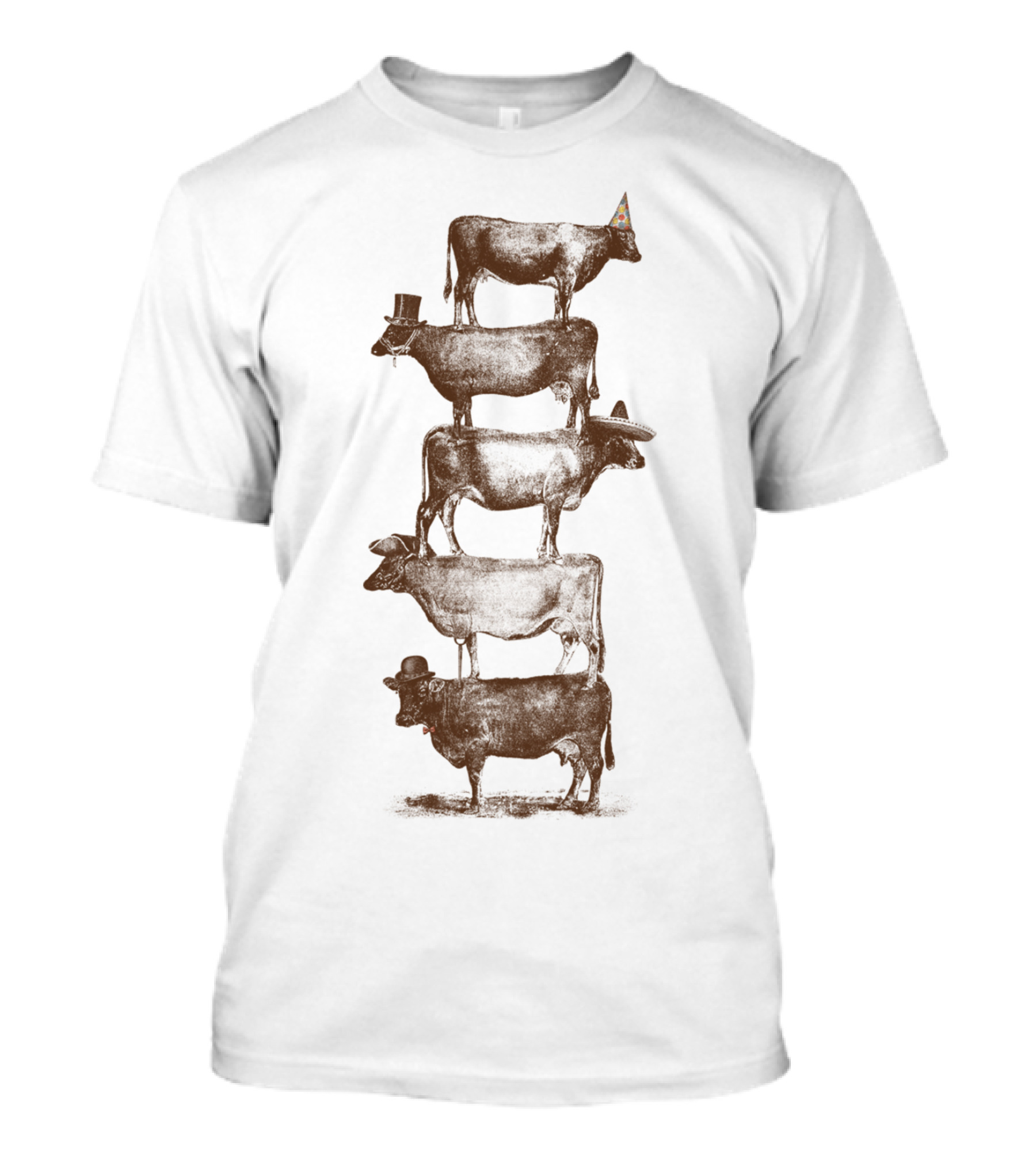 Cow Cow Nuts Stacked Cows With Hats And Party Hat T-Shirt