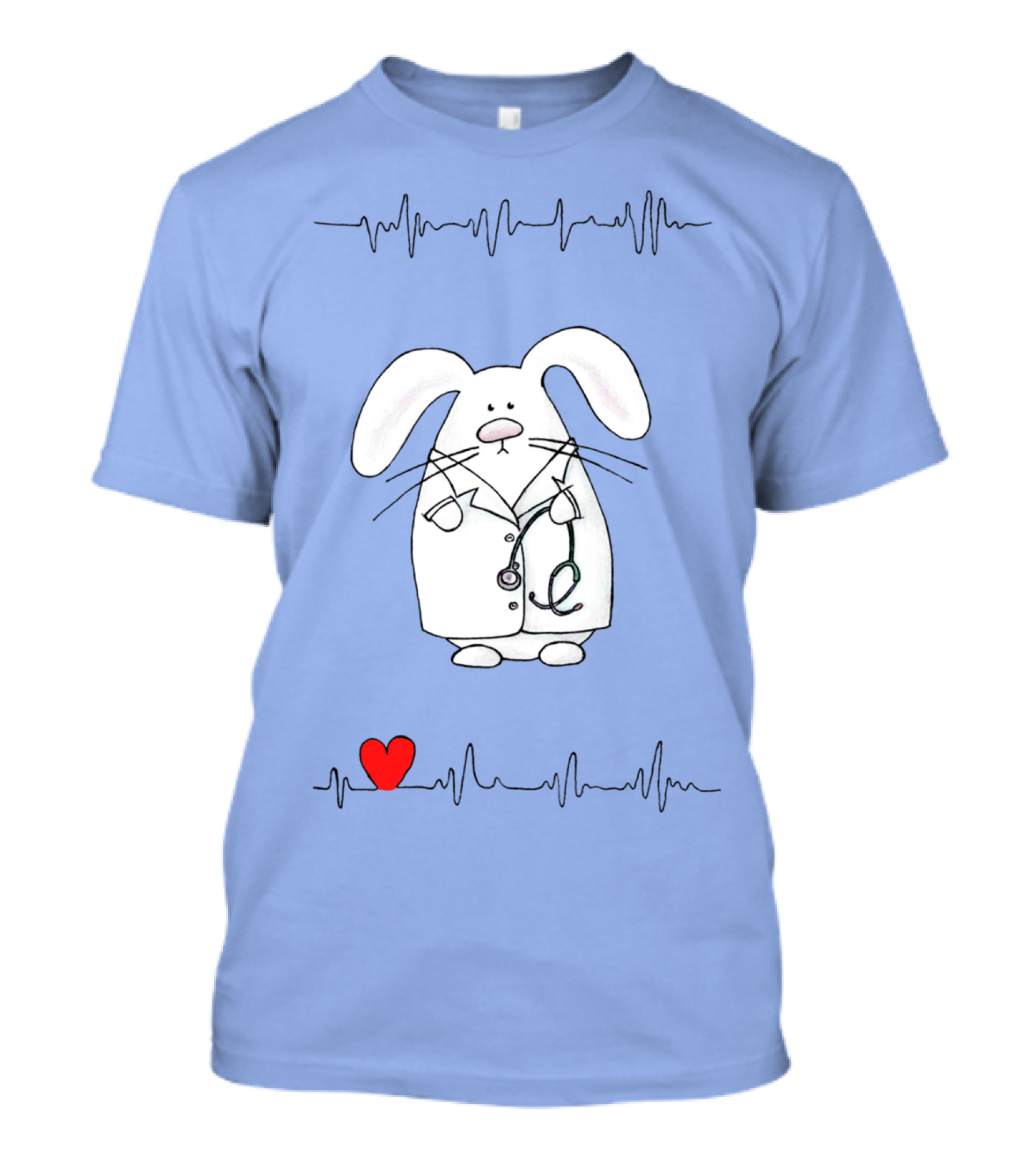 Doctor Rabbit Heartbeat Stethoscope Bunny T-Shirt