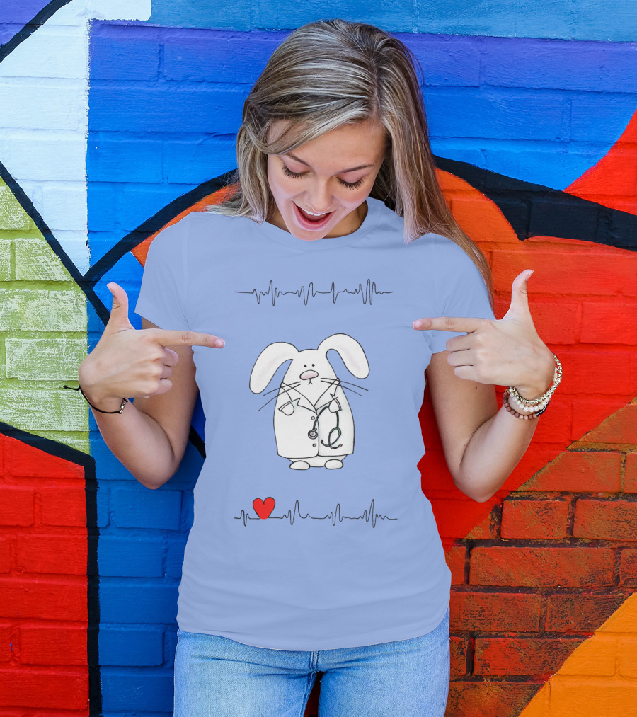Doctor Rabbit Heartbeat Stethoscope Bunny T-Shirt