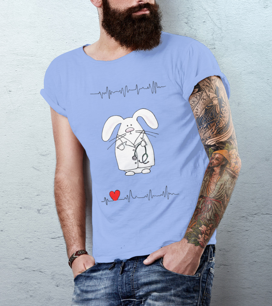 Doctor Rabbit Heartbeat Stethoscope Bunny T-Shirt