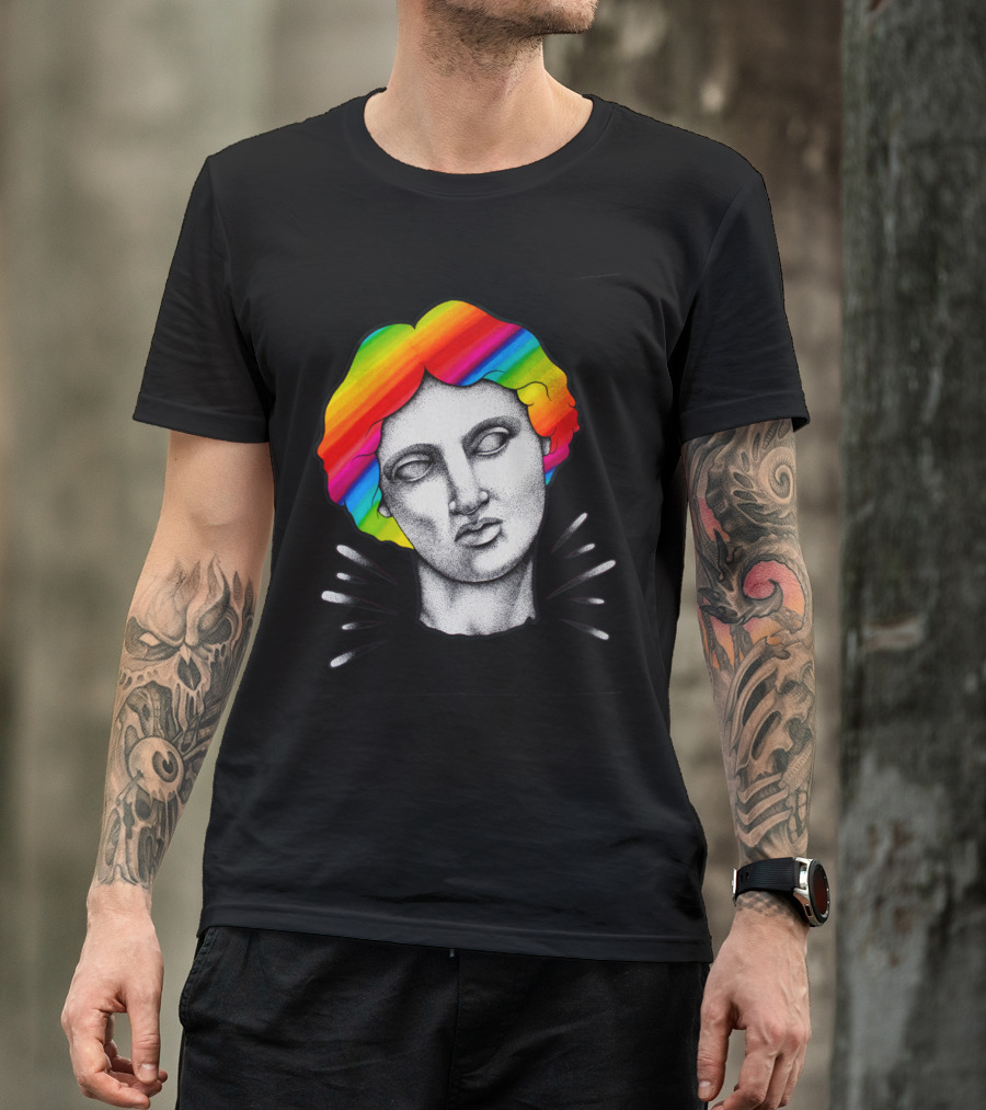 Antique Rainbow Classical Bust With Colorful Hair T-Shirt