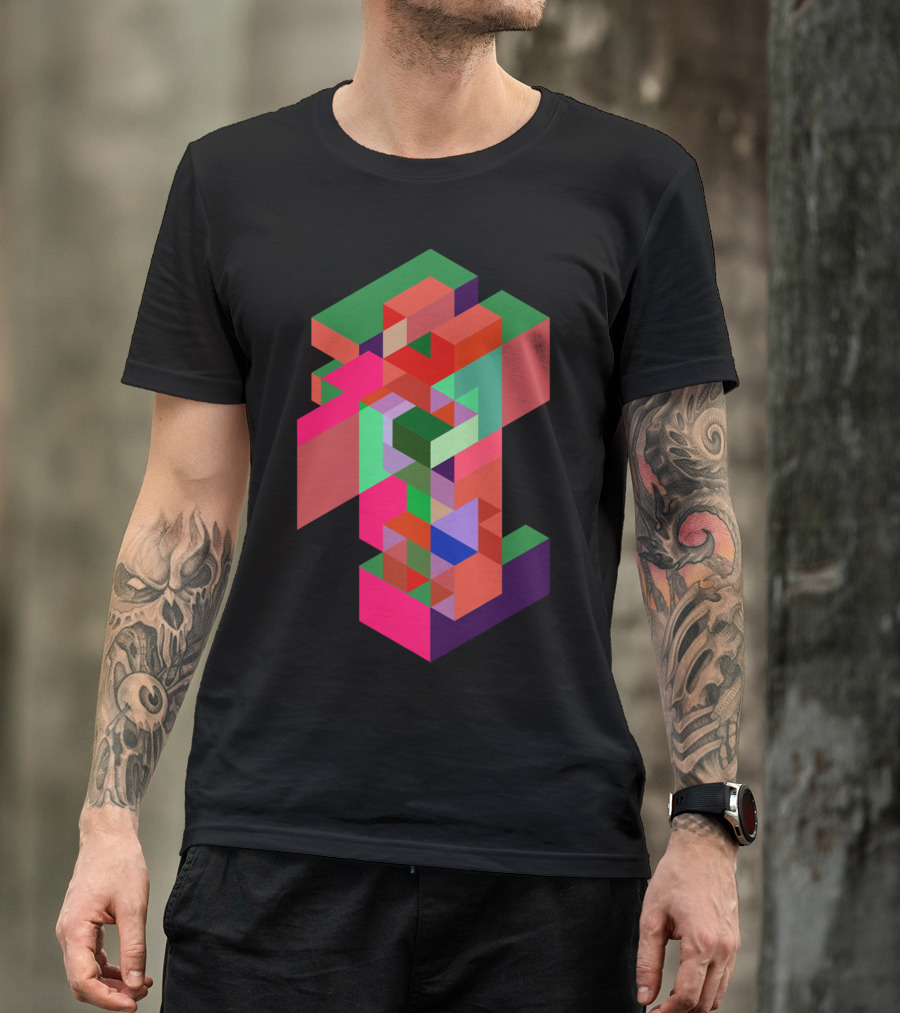 Antisocial Links Geometric Colorful Blocks T-Shirt