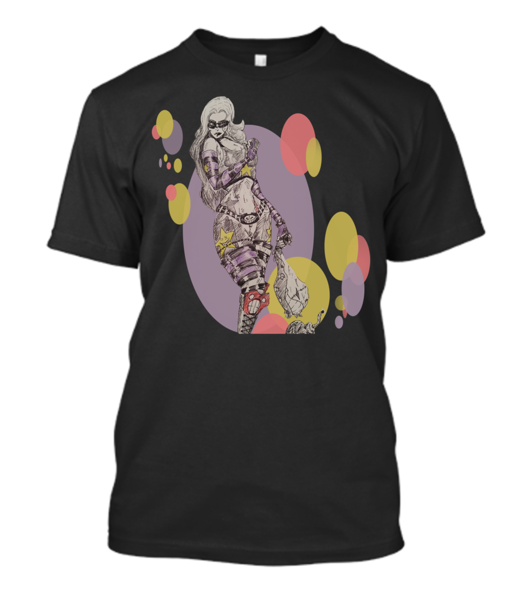 Bombergirl Star Stripes Comic Style Deadpan Mask T-Shirt