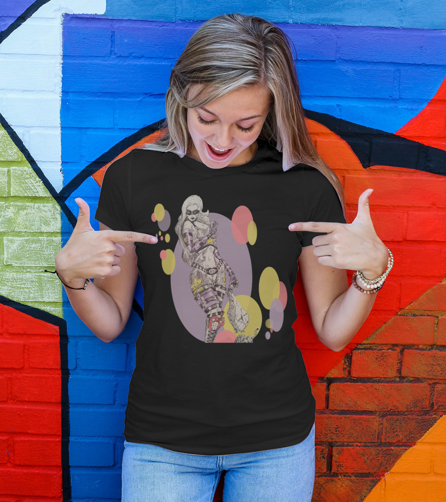 Bombergirl Star Stripes Comic Style Deadpan Mask T-Shirt