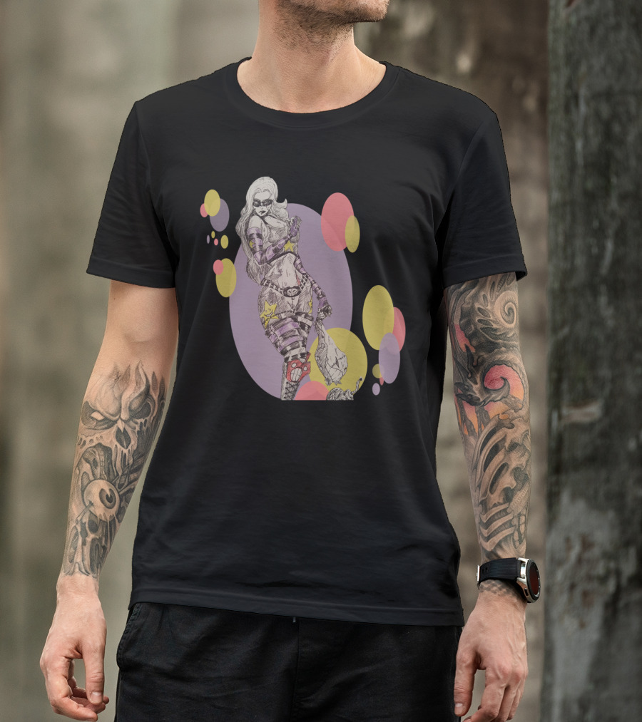 Bombergirl Star Stripes Comic Style Deadpan Mask T-Shirt