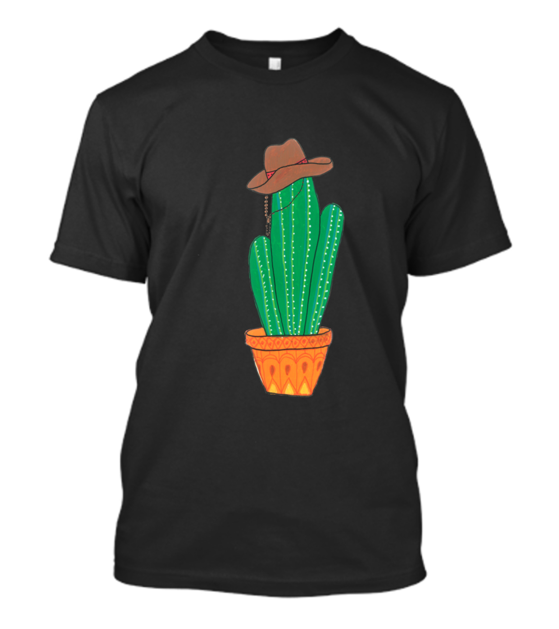 Cowboy Cactus With Western Hat In Decorative Pot T-Shirt