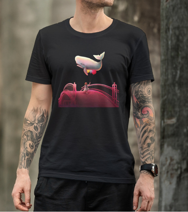 Whale And Balloons Bridge Night Adventure T-Shirt