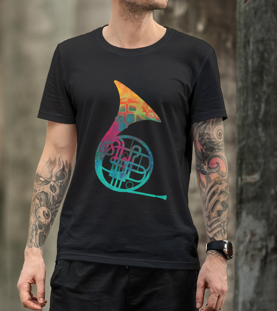 French Horn Colorful Abstract T-Shirt