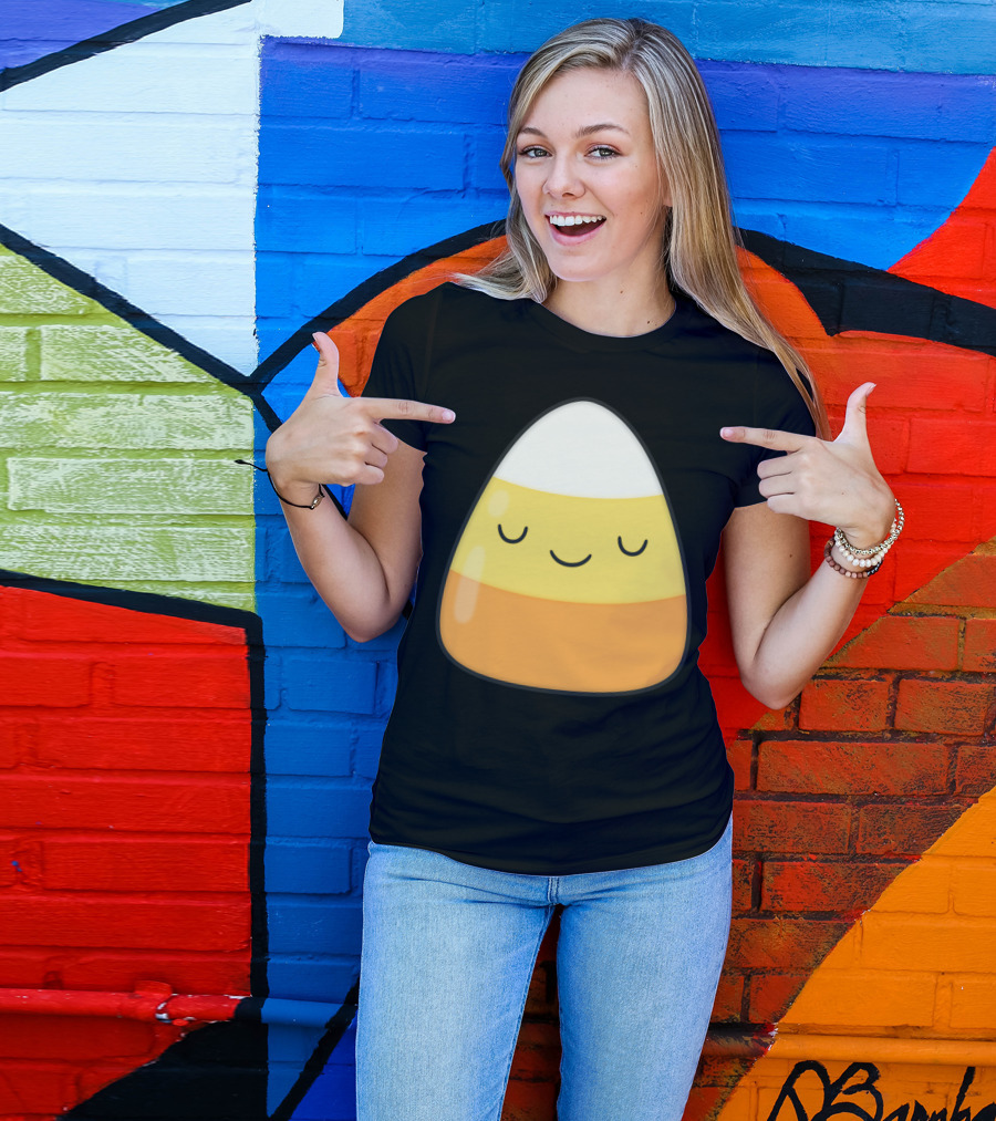 Kawaii Candy Corn Cute Face Halloween T-Shirt