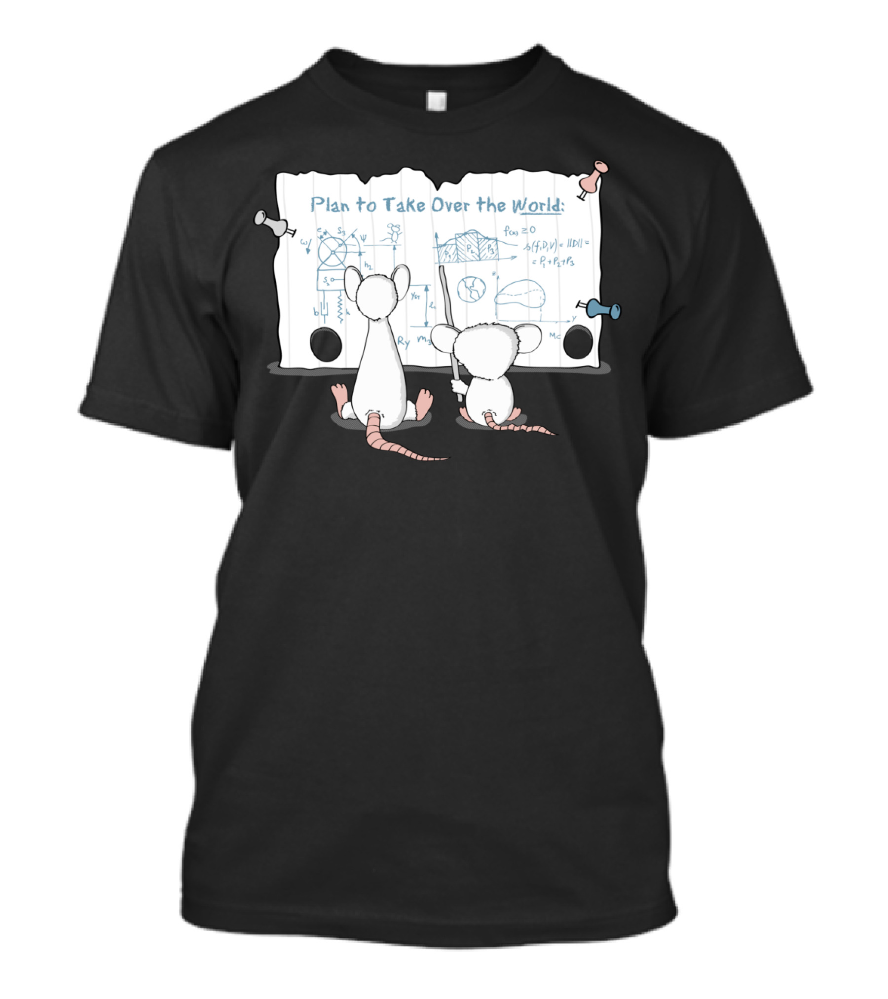 Plan To Take Over The World Blueprint With Mice Duo T-Shirt