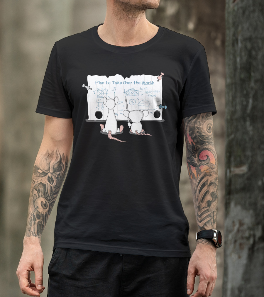 Plan To Take Over The World Blueprint With Mice Duo T-Shirt