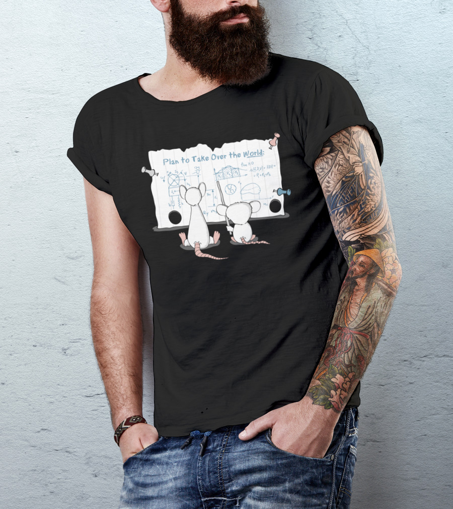 Plan To Take Over The World Blueprint With Mice Duo T-Shirt