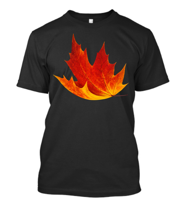 Falling Autumn Maple Leaf Steeped In Rich Red And Orange Hues T-Shirt