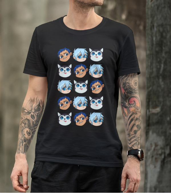 AoKuro Family Faces Anime Characters And Cute Animal Companions T-Shirt