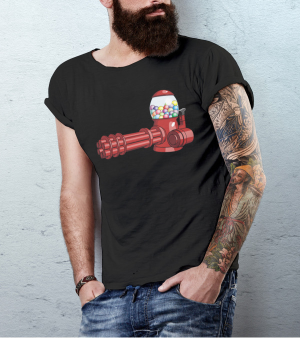 Candy Machine Gun Bul Gumball Weaponry Fusion T-Shirt