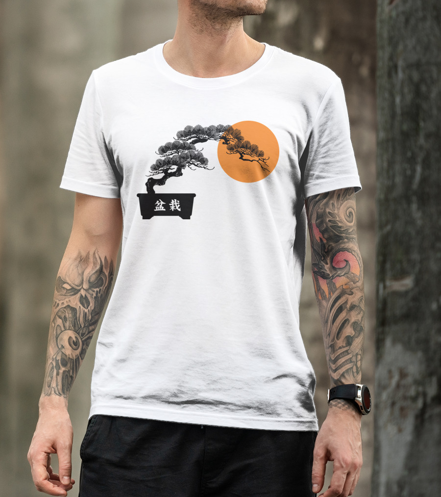 Bonsai Ban Orange Moon Japanese Art Tree T-Shirt