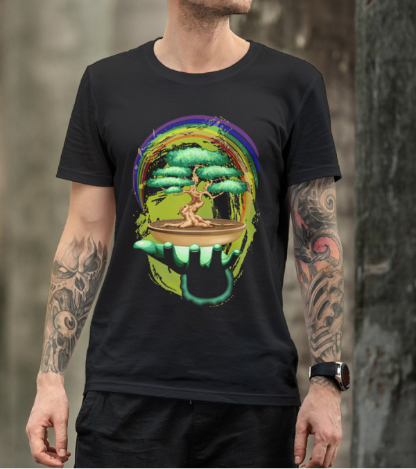 Bonsai Tree Held By Green Hand T-Shirt
