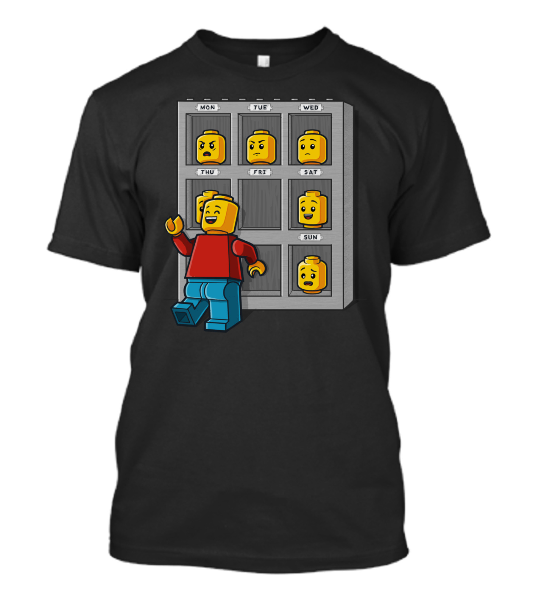 Friday Face Id Lego Head Weekly Expressions T-Shirt