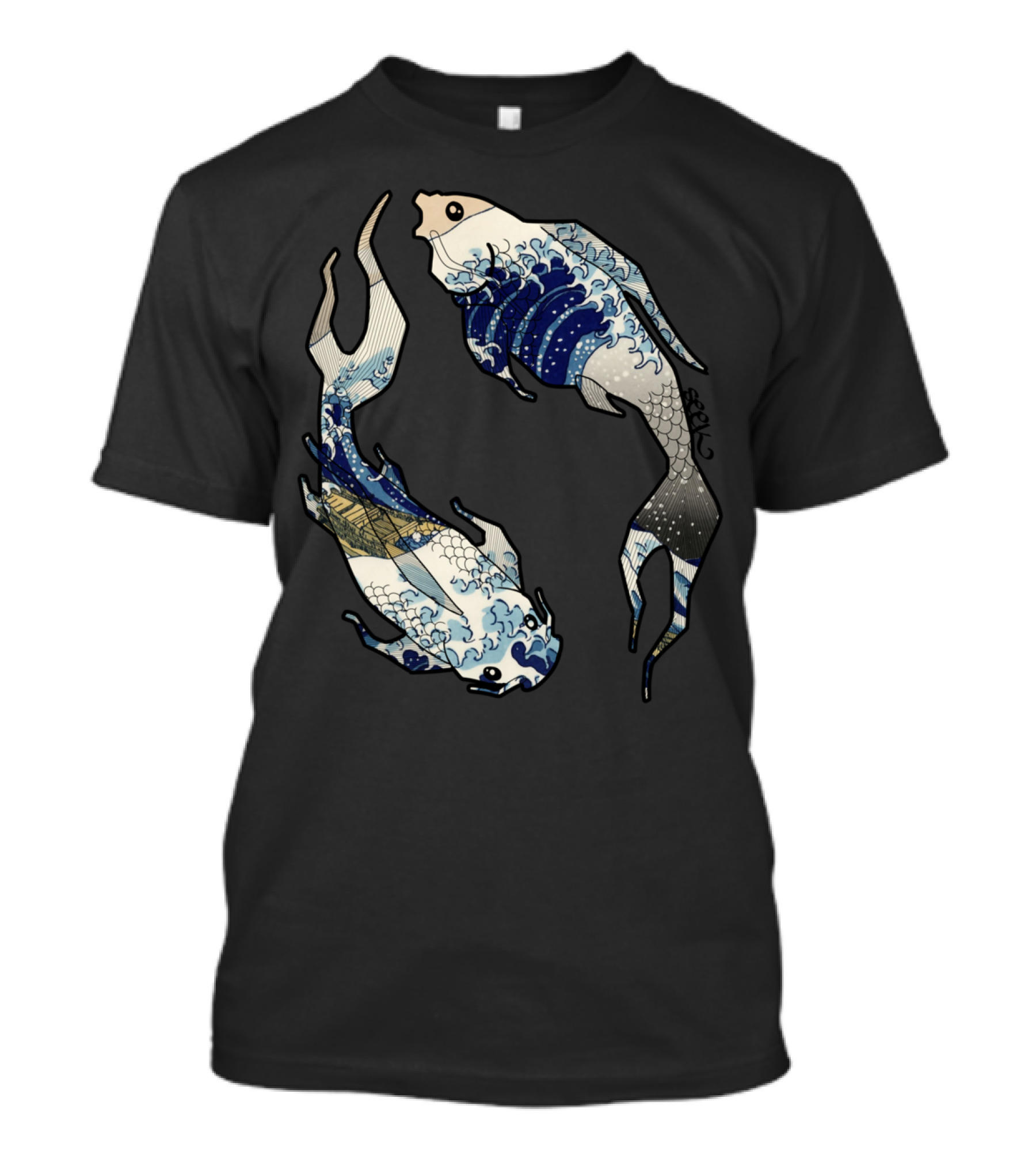 Koi Fish Hokusai Wave Fusion T-Shirt