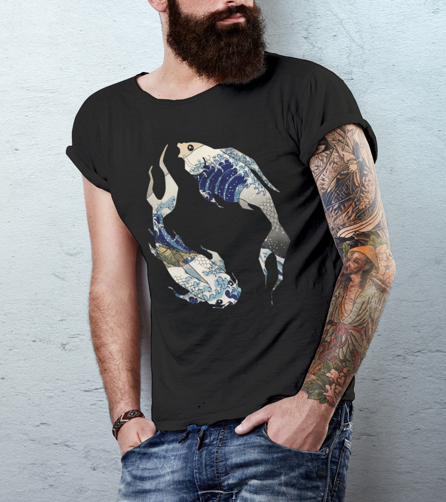 Koi Fish Hokusai Wave Fusion T-Shirt