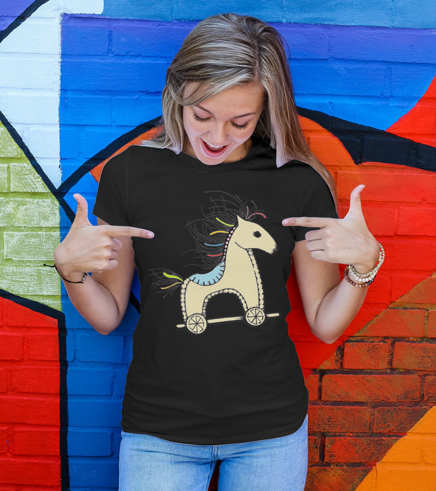 Bony Pony Sketch Toyhorse Design With Colorful Mane T-Shirt