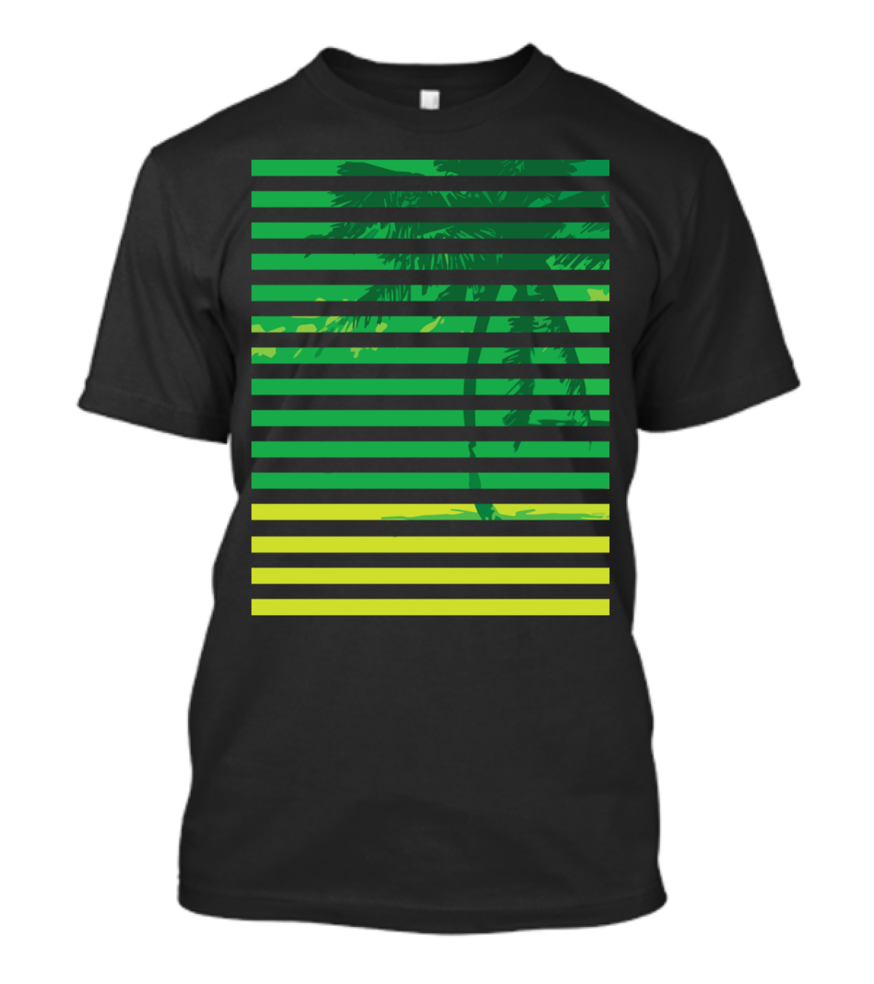 Beach Stripes Green Yellow Palm Tree T-Shirt