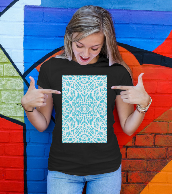 White Blue Web Chas Symmetrical T-Shirt