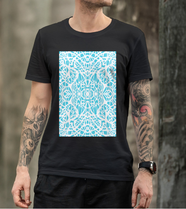 White Blue Web Chas Symmetrical T-Shirt