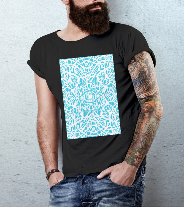 White Blue Web Chas Symmetrical T-Shirt