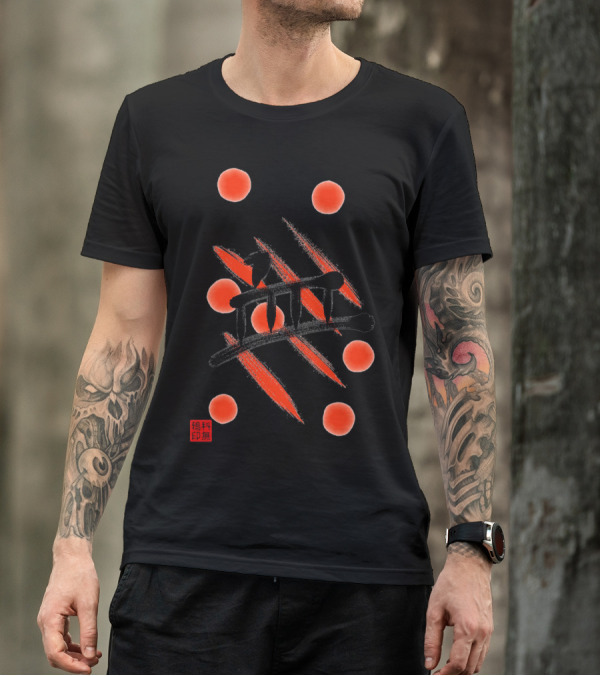 Bood Spell Blood Kanji Red Circles Scratch Marks T-Shirt