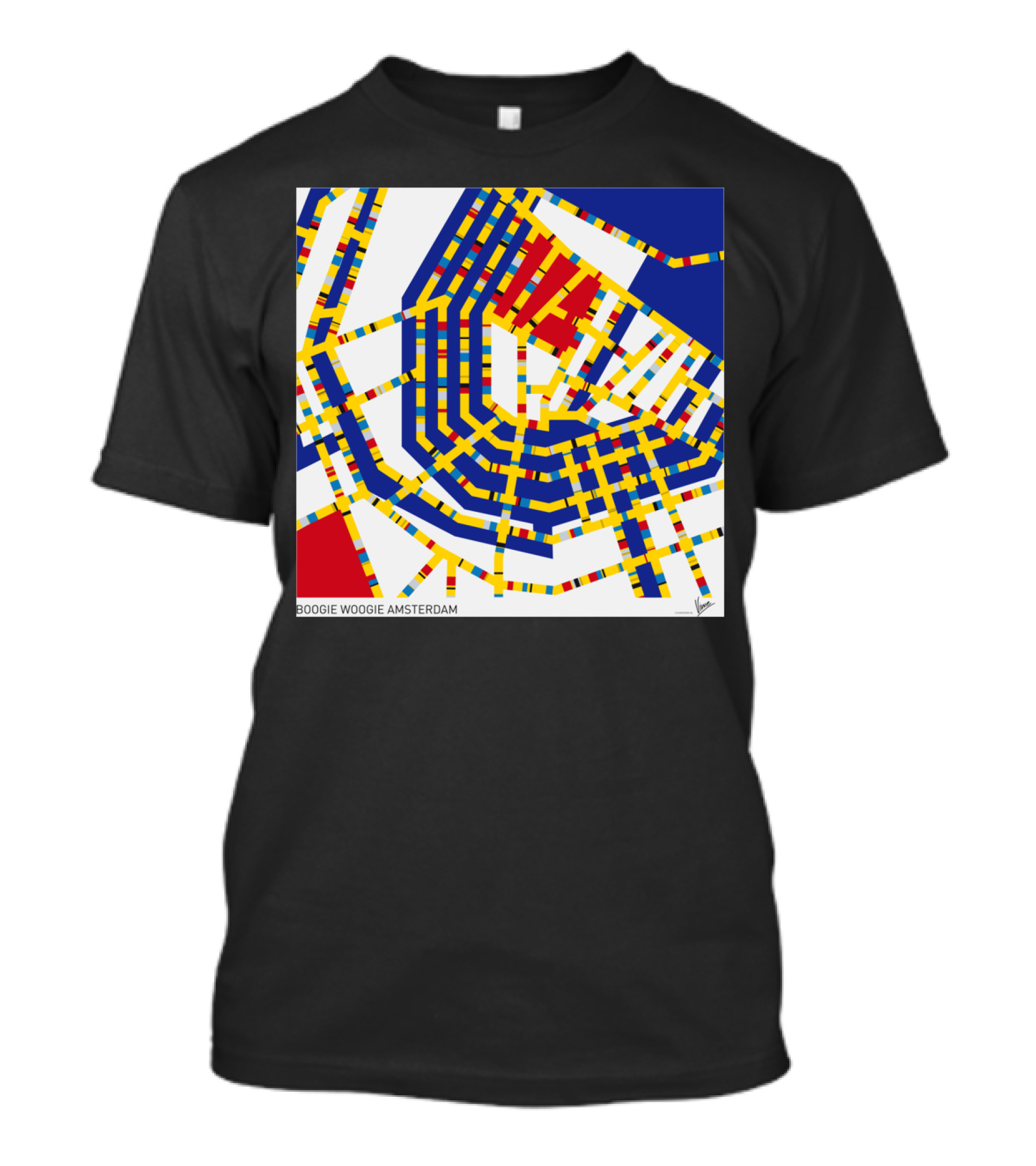 BOOGIE WOOGIE AMSTERDAM YELLOW RED BLUE GRID MAP T-Shirt