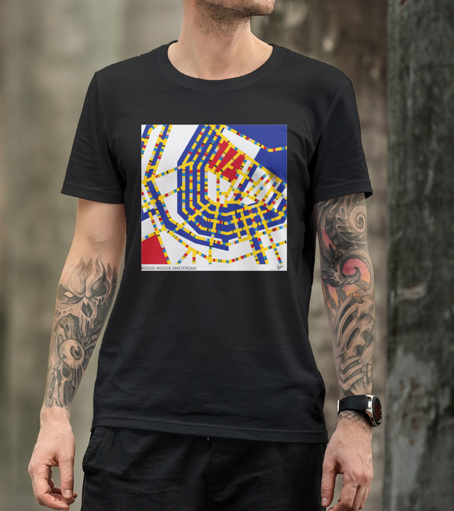 BOOGIE WOOGIE AMSTERDAM YELLOW RED BLUE GRID MAP T-Shirt