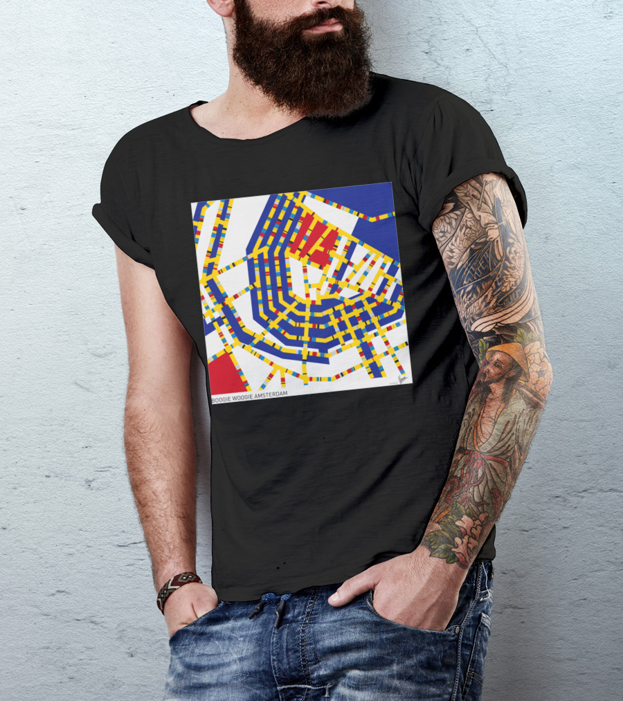 BOOGIE WOOGIE AMSTERDAM YELLOW RED BLUE GRID MAP T-Shirt