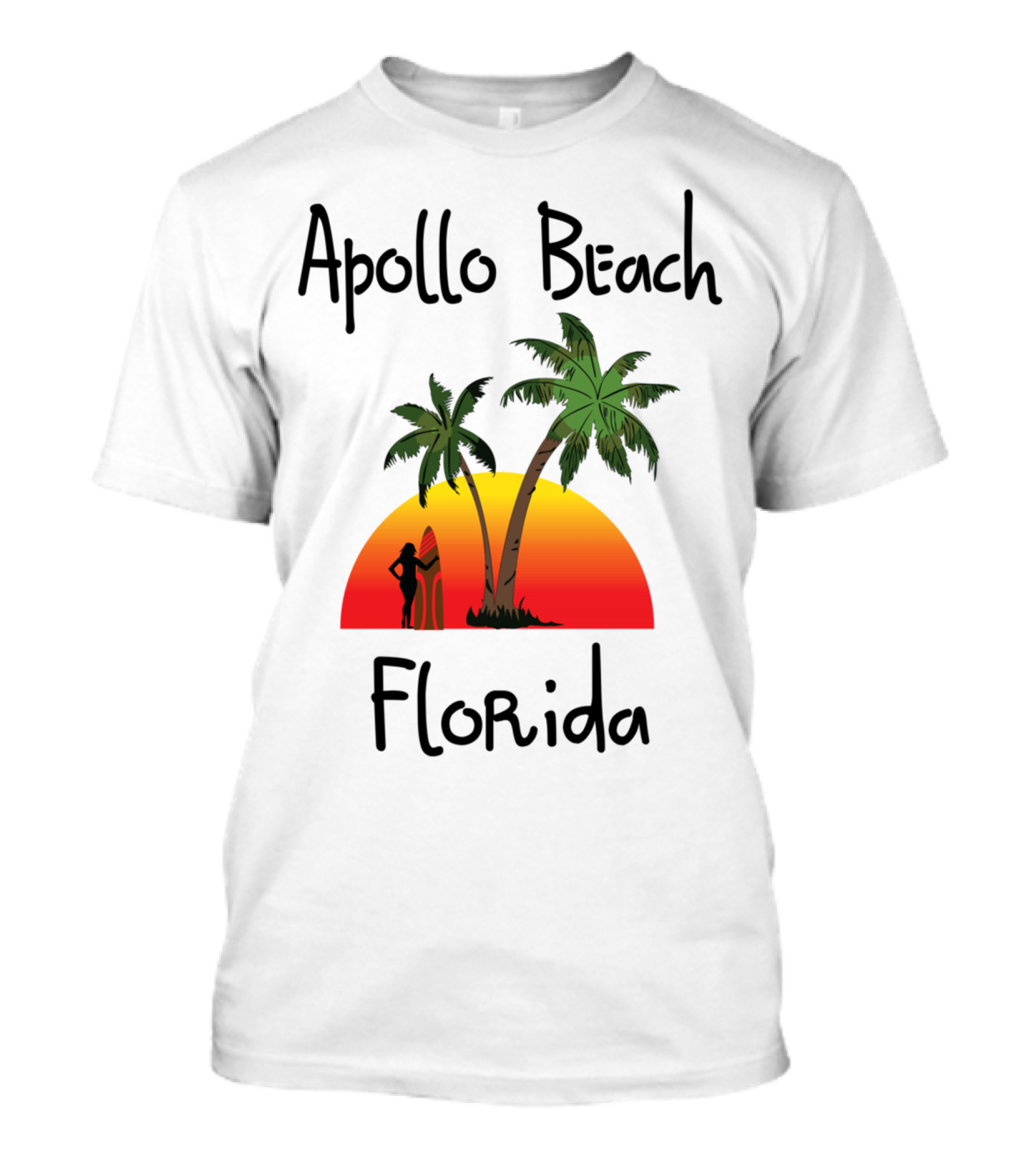 Apollo Beach Florida Sunset Palm Surf Scene T-Shirt
