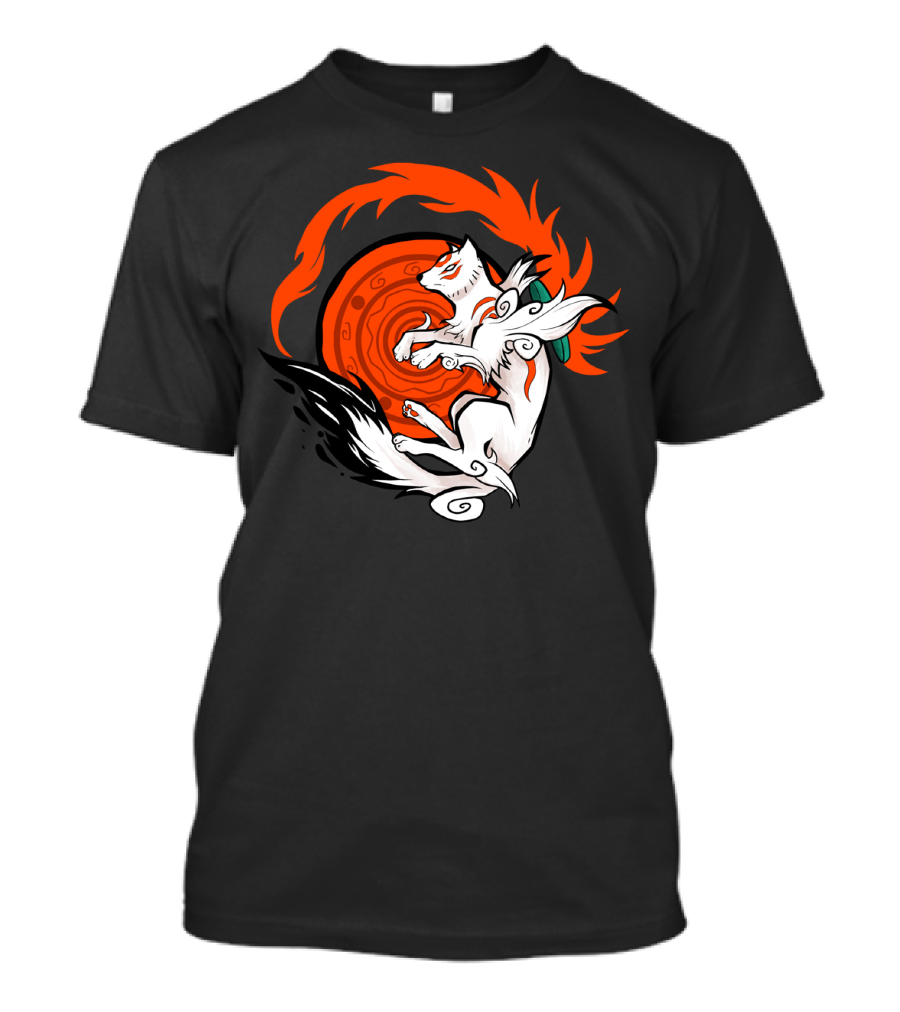 White Wolf Goddess Amaterasu Mythical Fire T-Shirt