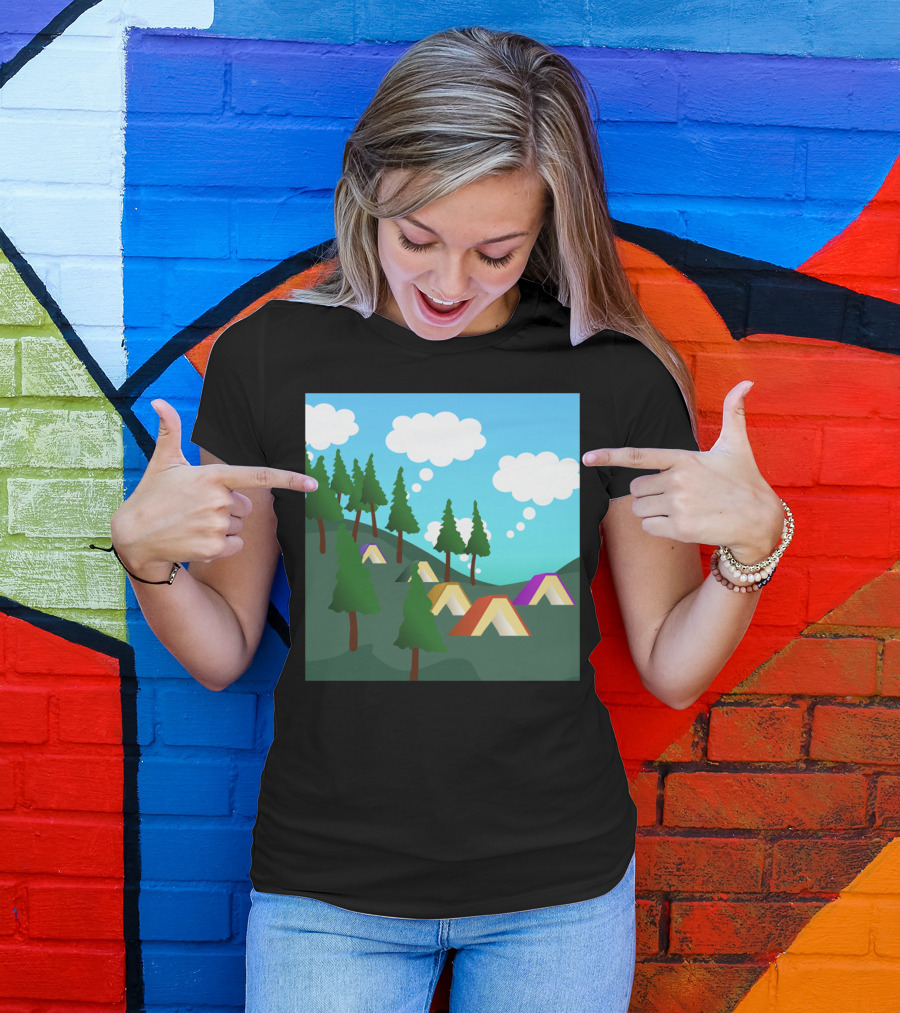 Book Adventures Forest Camping Tents Scenic Landscape T-Shirt