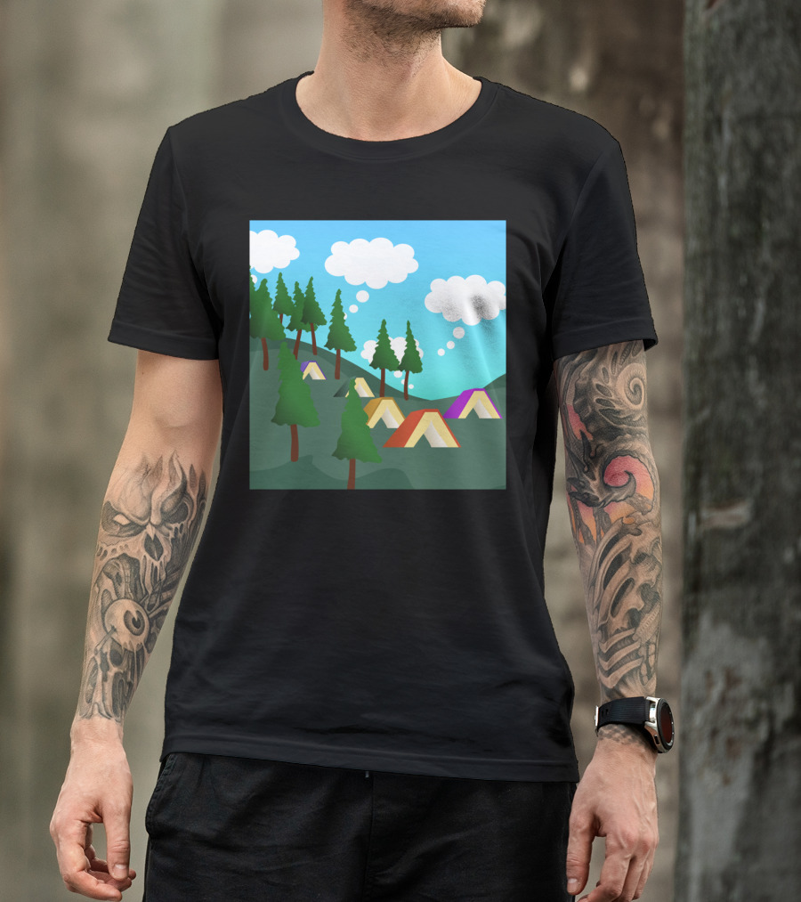 Book Adventures Forest Camping Tents Scenic Landscape T-Shirt